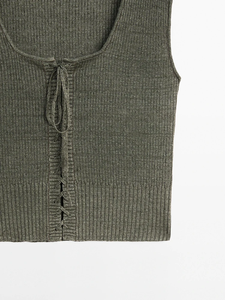Top corset en maille de lin