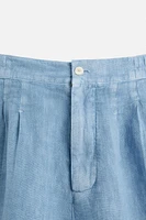 100% LINEN WASHED BERMUDA SHORTS