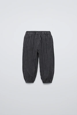 LINED FINE-WALED PLAID CORDUROY PANTS