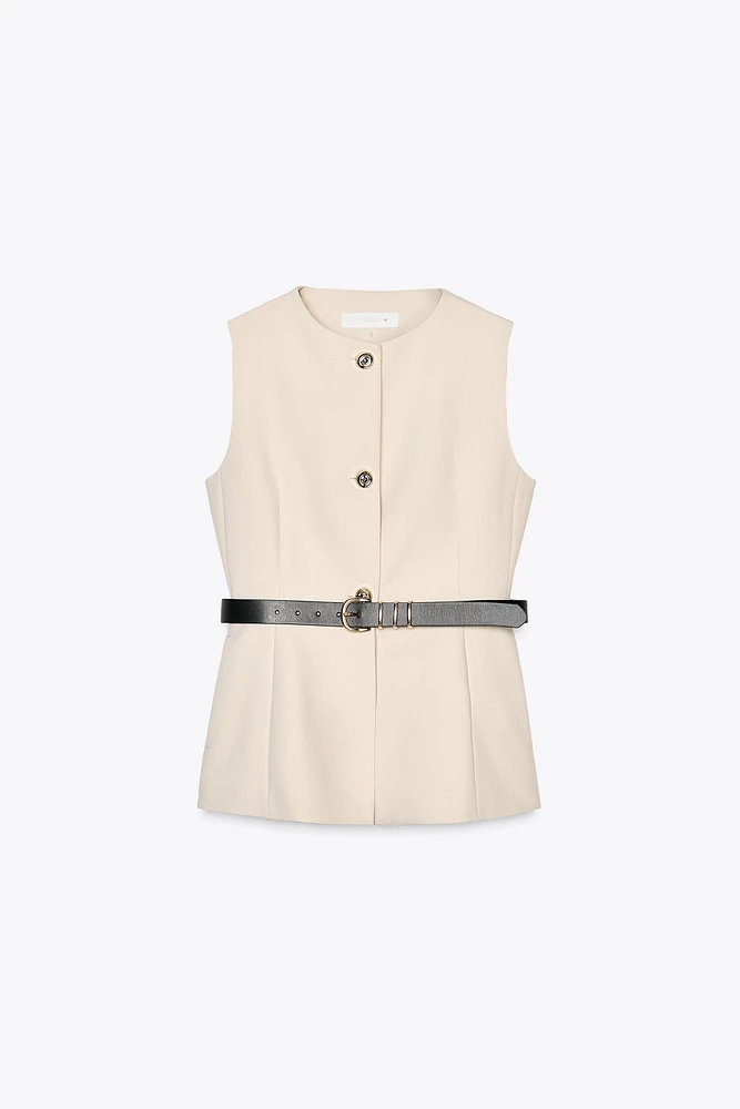 BELTED LONG VEST