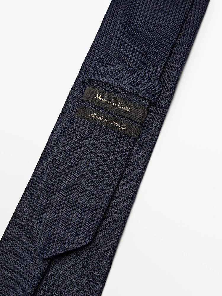 Cravate micro-texturée 100 % soie héron