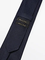 Cravate micro-texturée 100 % soie héron