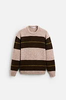 SWEATER WITH TEXTURED BOUCLÉ STRIPES