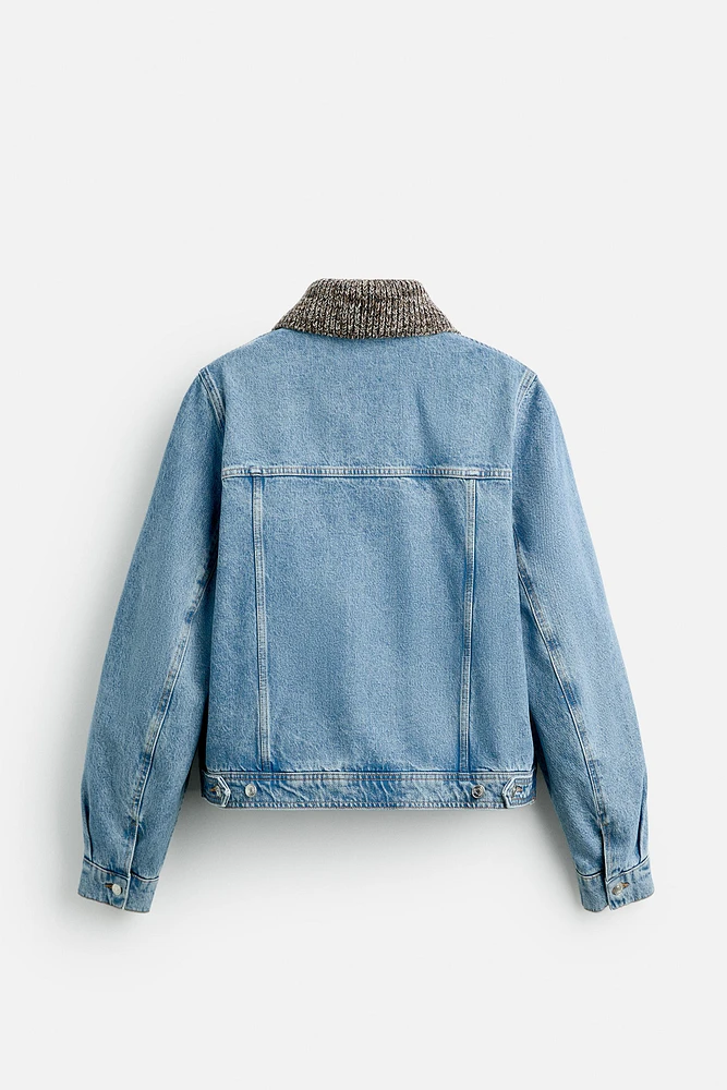 KNIT COLLAR DENIM JACKET X NANUSHKA