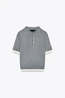 COMBINED KNIT POLO TOP