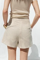 FAUX SUEDE EYELET SHORTS