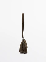 Split suede leather mini crossbody bag