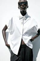 JEWEL COLLAR POPLIN SHIRT