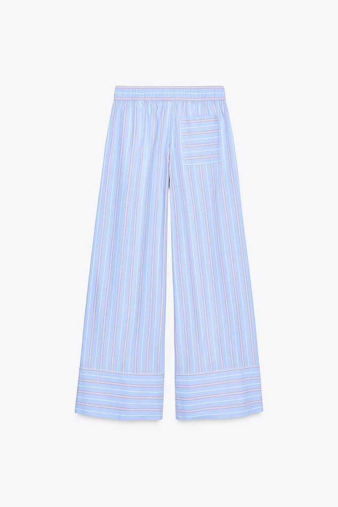 STRIPED POPLIN PANTS