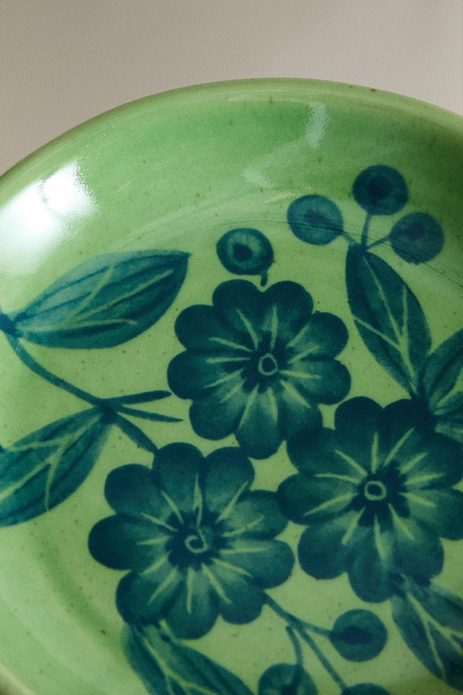 ASSIETTE À PAIN GRÈS FLEURS