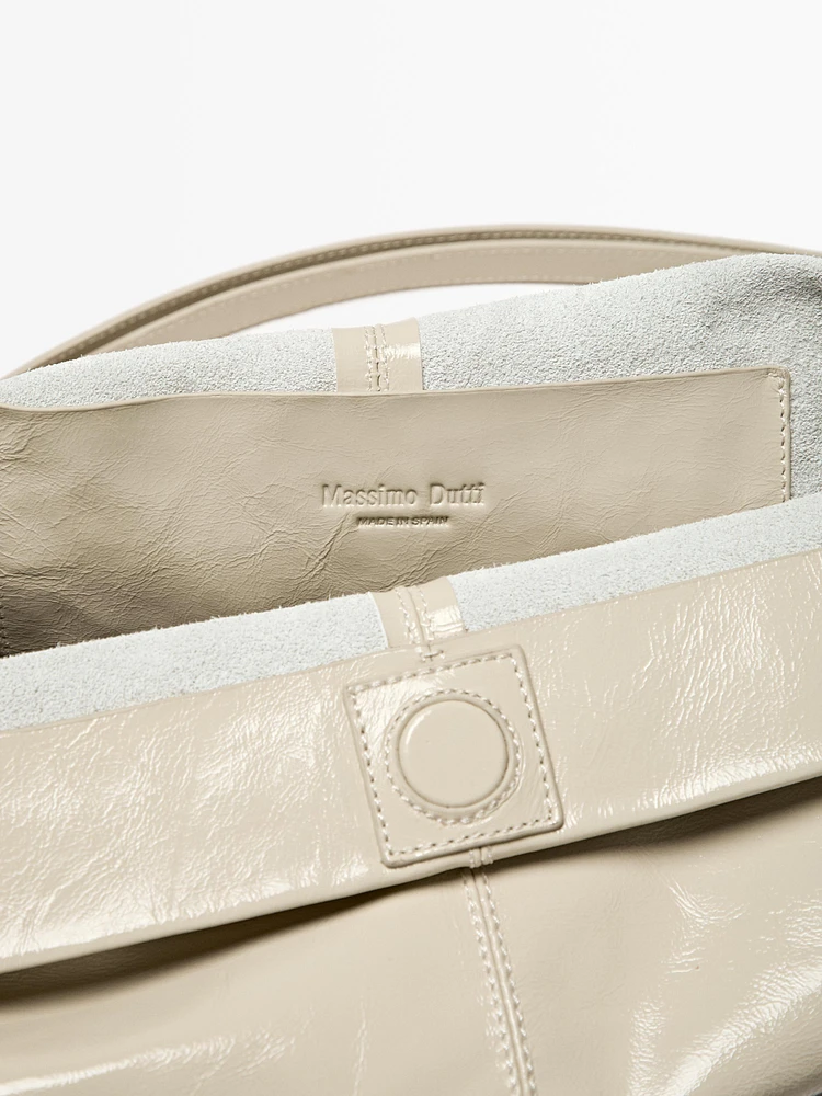 Sac flap craquelé en cuir nappa