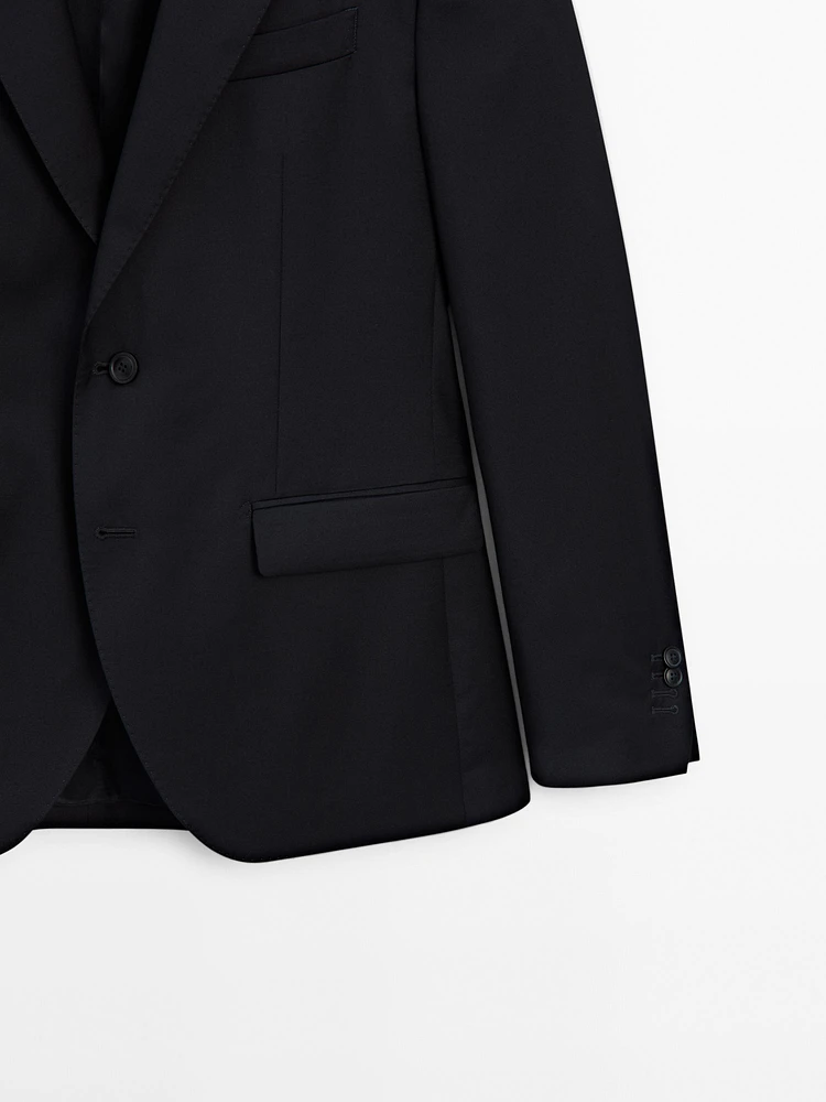 Veste de costume unie 100 % laine