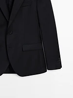 Veste de costume unie 100 % laine