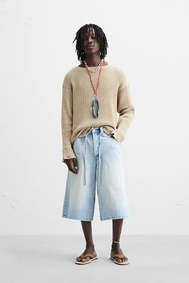 RIBBED DISTRESSED SWEATER