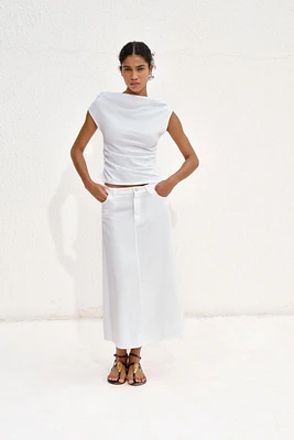 RUCHED ASYMMETRIC T-SHIRT