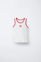 T-SHIRT CÔTELÉ BRODÉ