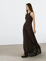 Long knit cotton blend dress