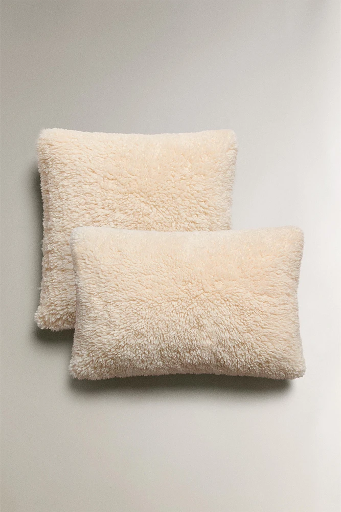 FAUX SHEARLING THROW PILLOW COVER