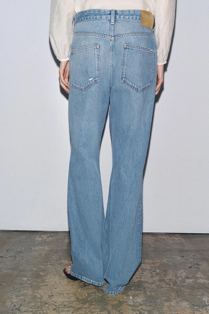 ZW COLLECTION MID-RISE RIPPED STRAIGHT JEANS