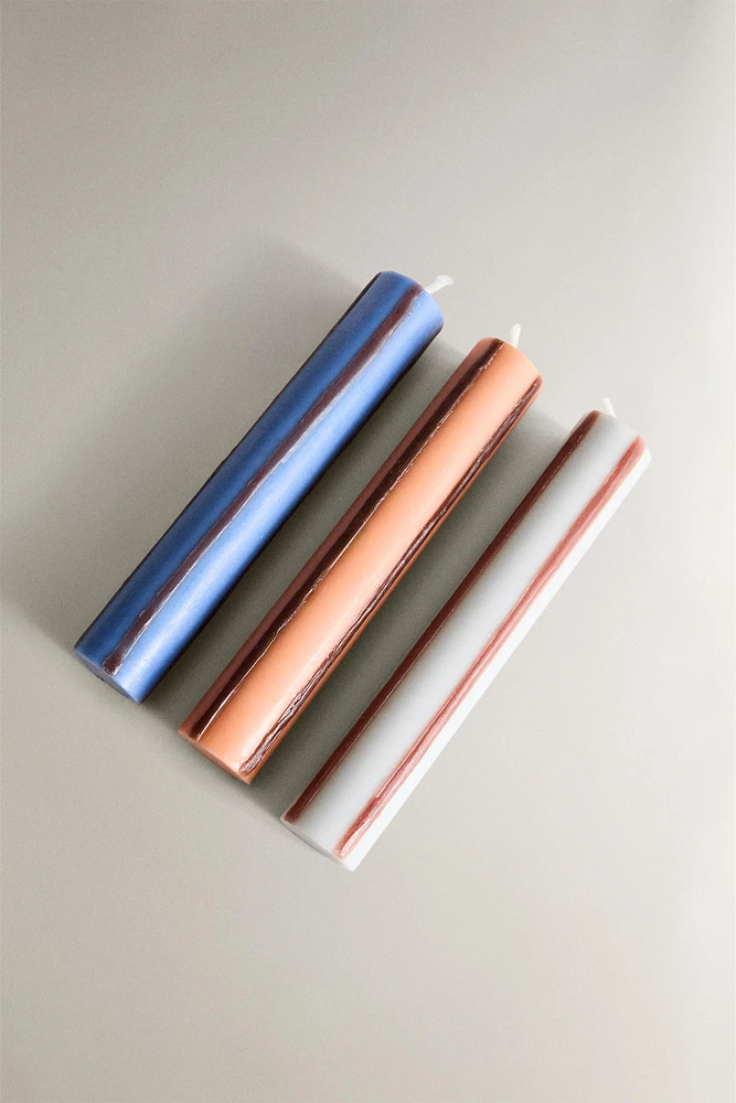 LOT BOUGIES ALLONGÉES RAYURES (LOT DE 3)