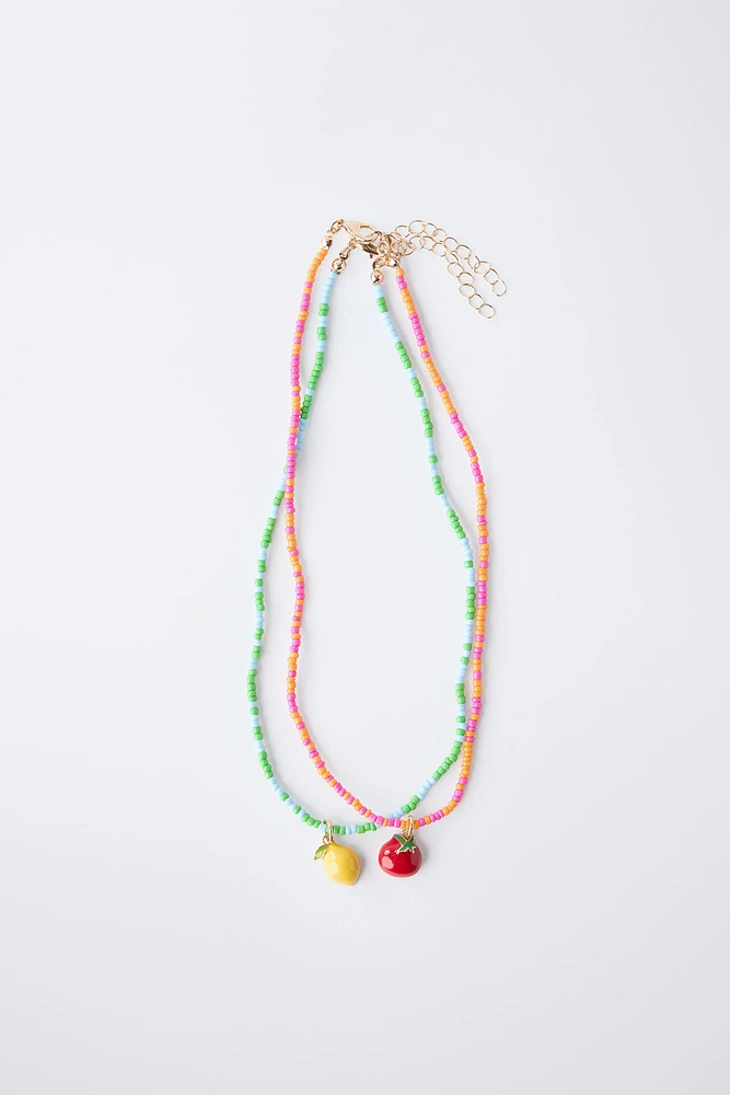 TWO-PACK OF TOMATO AND LEMON NECKLACES