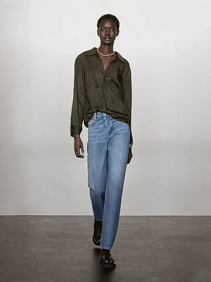 Flowing blouse with polo collar