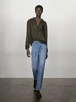 Flowing blouse with polo collar
