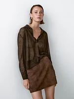 Linen blend semi-sheer knit sweater