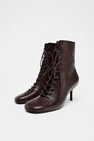 LACED HEELED ANKLE BOOTS