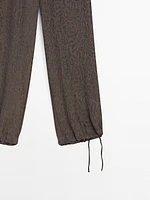 Flowing wide-leg jacquard trousers