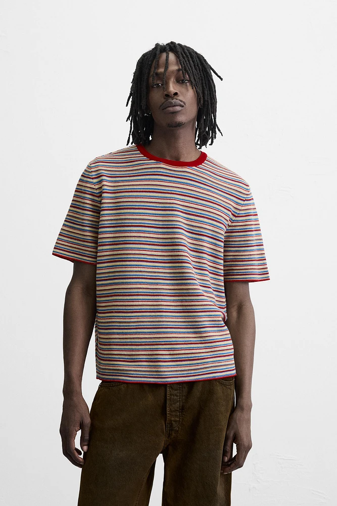 STRIPED KNIT T-SHIRT