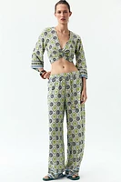 PRINTED WIDE LEG PANTS