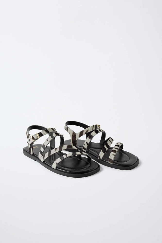 ANIMAL PRINT LEATHER SANDALS