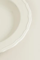 EARTHENWARE SOUP PLATE WITH RAISED-DESIGN EDGE