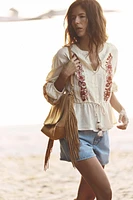 SPLIT LEATHER FRINGED CROSSBODY BAG