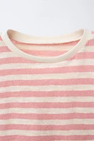 TEXTURED WOVEN STRIPE T-SHIRT