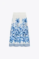 TROPICAL PRINT MIDI SKIRT