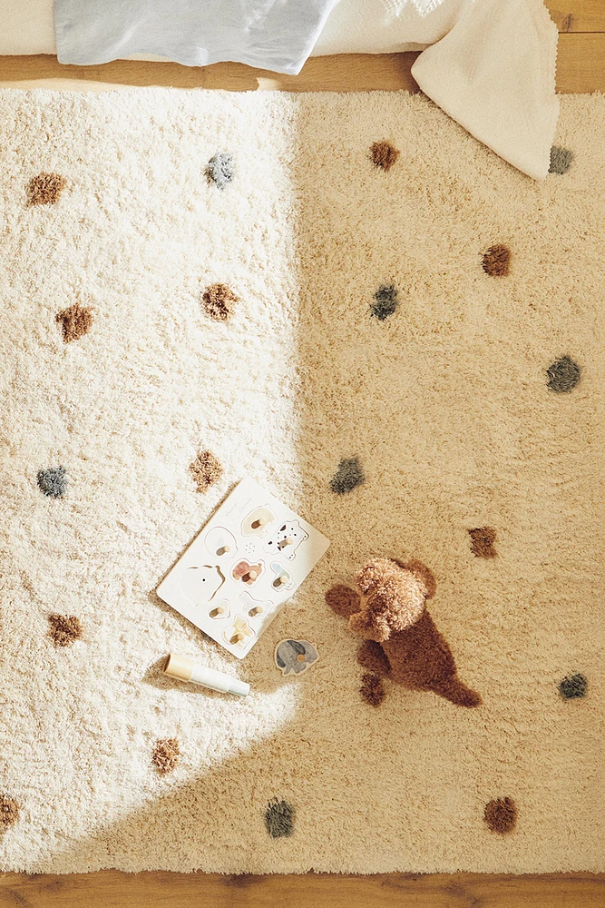 CHILDREN'S RECTANGULAR TEXTURED POLKA DOT AREA RUG