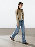 Veste avec col en cuir amovible