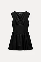 SQUAR NECK PLEATED DRESS