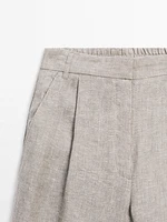 Pinstriped wide-leg linen trousers