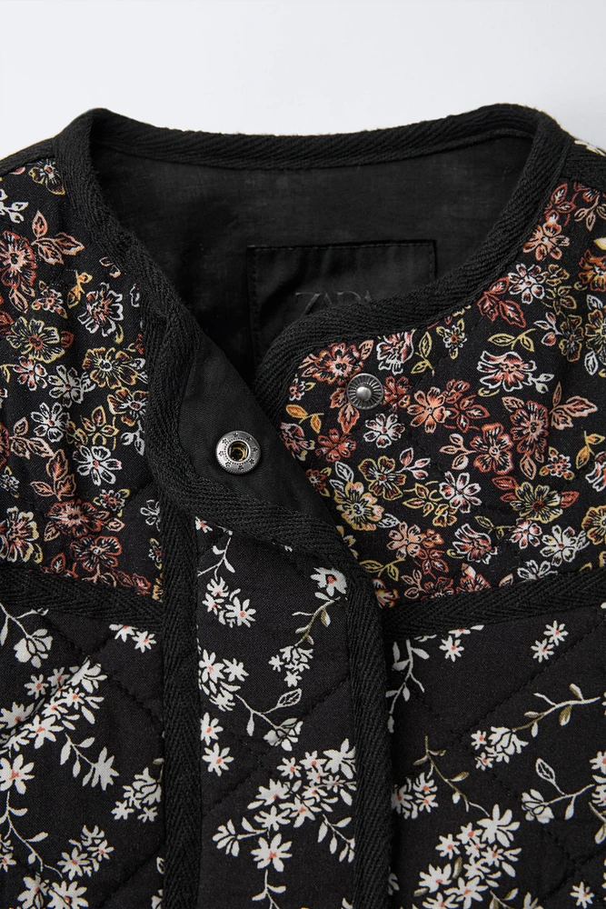 FLORAL PRINT QUILTED JACKET