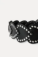 STUDDED HEART LEATHER BELT