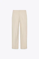 LINEN BLEND STRAIGHT PANTS