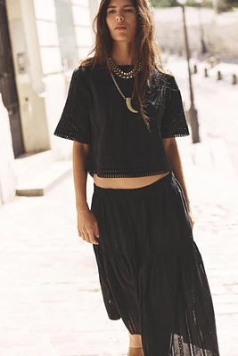 EMBROIDERED EYELET BLOUSE