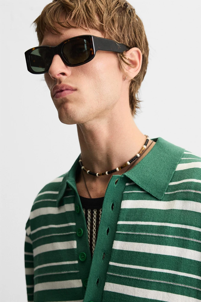 POLO EN MAILLE TEXTURÉE RAYURES