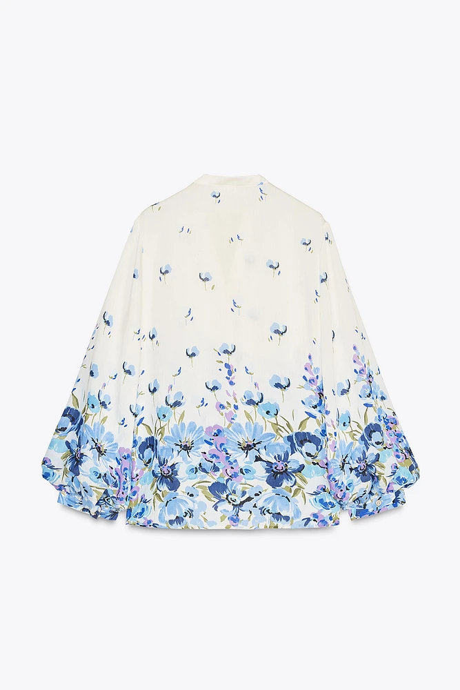 TIED PRINT BLOUSE
