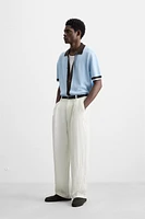 CONTRAST KNIT SHIRT
