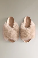 FAUX FUR CRISS-CROSS SANDALS