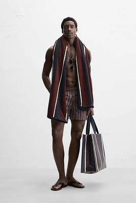 STRIPED SHOPPER BAG WITH POUCH